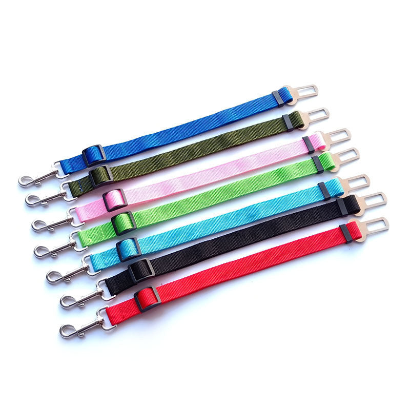 7 different colors of pet seat belts