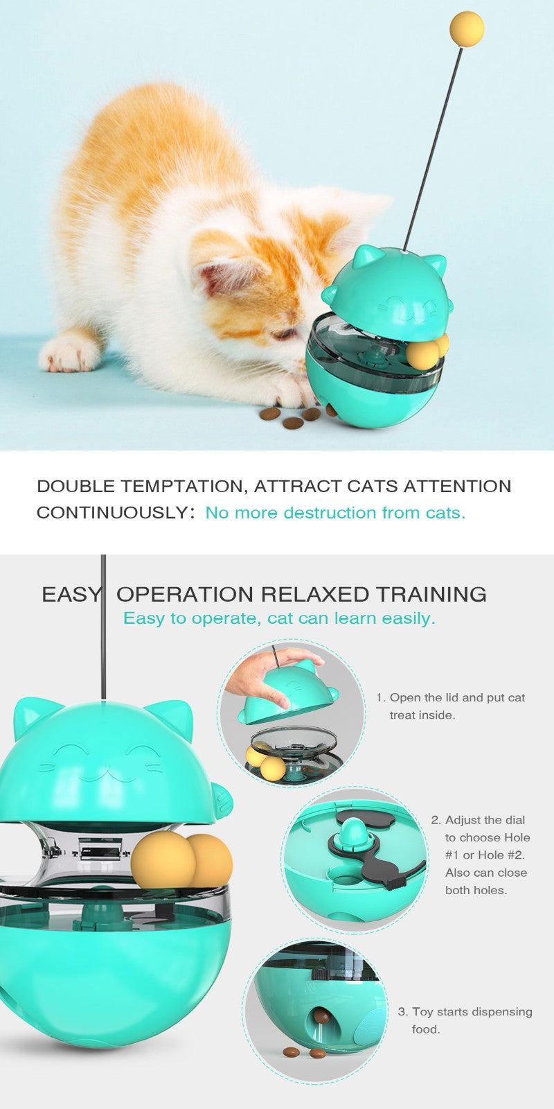 Interactive Cat Treat Dispenser & Puzzle Toy