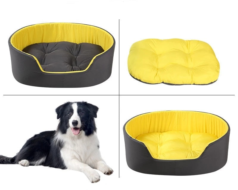 Pet bed- Yellow and Black reversible cushion