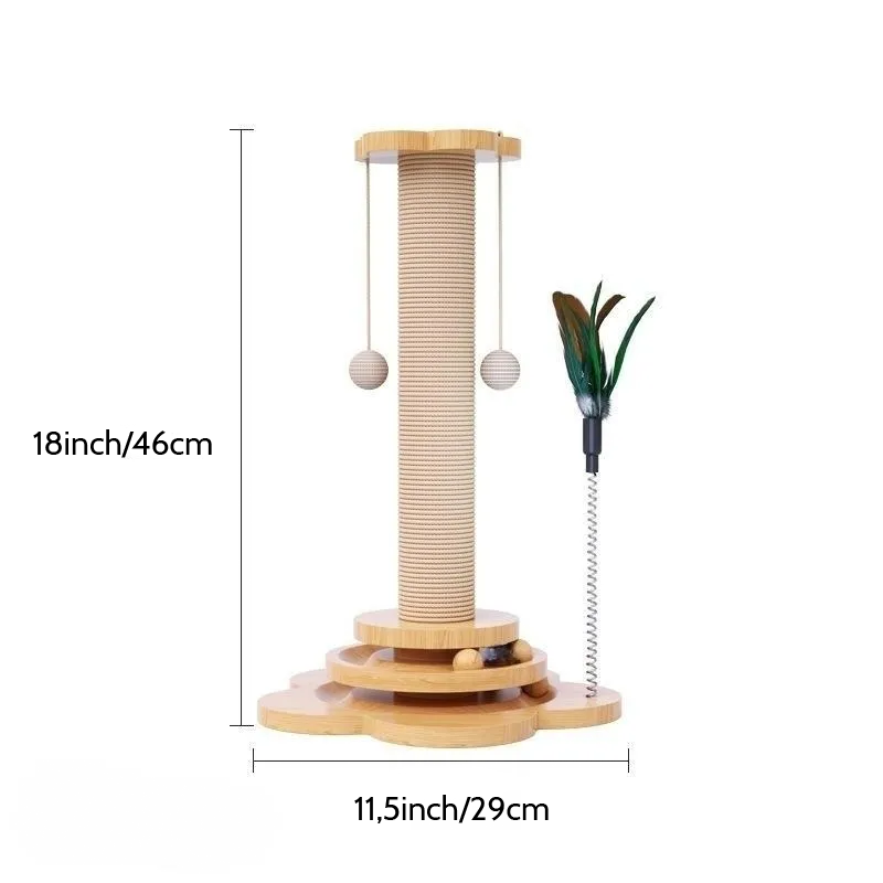 18 inches tall and 11.5 inches wide - Scratch & Play Cat Post