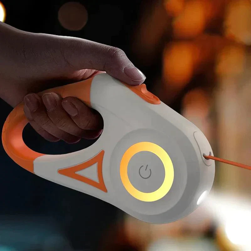 Illuminating Retractable Leash in orange